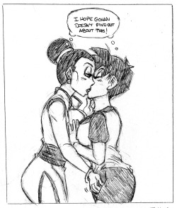   amason101Â said toÂ funsexydragonball:  I&rsquo;m a big fan of your work and always check regularly to see if you&rsquo;ve uploaded anything new - please could you draw some Videl &amp; Chi Chi making out, thanks..  