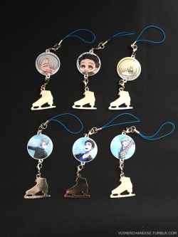 yoimerchandise: YOI x Compass Metal Charms Original Release Date:March 2017 Featured Characters (3 Total):Viktor, Yuuri, Yuri Highlights:Cute chibis and official art connected to very well-made metal “skate shoes!” 