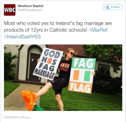 aela-the-cuntress:  galpalsansastark:  If the Westboro Baptist church is mad at your country you know you’re probably doing something right, but who’s gonna tell them that’s the flag of the Ivory Coast and not Ireland?  Oh my god this is hilarious