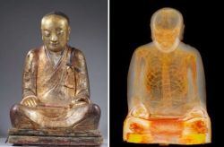 strangeremains:This Buddhist Statue Holds a Macabre SecretLast year the Drents Museum in the Netherlands displayed a large Buddhist statue as part of their “Mummies: Life Beyond Death” exhibit.  This was the first time that this statue had been presented