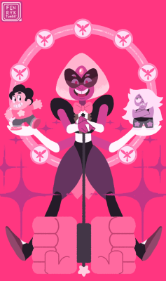 fenryk:  Fun with Sardonyx  Cartoon Network had a Halloween exhibit @gallerynucleus and this was my piece! The framed print can be found here! Sardonyx is my favorite gem fusion so far, she’s got my favorite 90s girl laugh and she’s really cute and