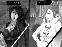 I&rsquo;m working on a webcomic ^_^  The story has few years but I drew the first chapter  last summer. I want to submit it so I&rsquo;m drawing it again, this is a comparison xD  Sorry but the webcomic is only in spanish here! http://risengeist.subcultur