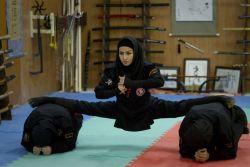 bidonica:  the-history-of-fighting:  Female ninjutsu practitioners showcase their skills in Iran  10/10 on the Van Damme scale 