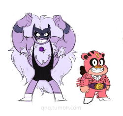 qnq:   Some people were sad that my Mucha Steven Universe weren’t Mucha Lucha so here we are. Bonus: Champion mom and rookie dad tag team?    