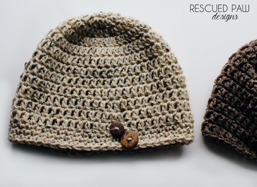 FREE Crochet Oatmeal Button Hat Pattern via Easy Crochet