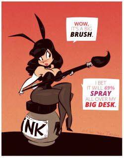  Inktober2017 - 01 - Bunny Girl - Big Brush - Cartoony PinUp  69% is still a good percentage. But if you have shaky hands, than you will 100% spray all over the desk :)  Newgrounds Twitter DeviantArt  Youtube Picarto Twitch   