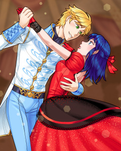 piku-chan:  WELP lately I’m so bad at finishing stuff on time :\ Aaaannnnyhoo, here’s the Honorable First Dance to go with my Ladrien Cinderella AU compilation. I’m not as happy with this as with my Marichat version (and that’s not cos Marichat