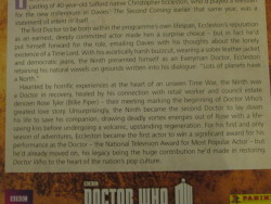 lauraxxtennant:  &ldquo;the Ninth was a Doctor in recovery, healed by his connection with retail worker and council estate denizen Rose Tyler - their meeting marking the beginning of Doctor Who’s greatest love story” (this is from some 50th promo