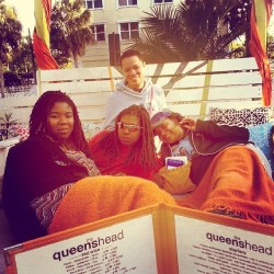 Lounging at queenshead in St. Pete. A restaurant with beds :)