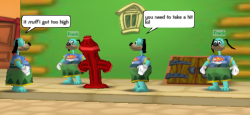 tmcb: i was playing toontown last night (because my life is in shambles) &amp; i came across 4 identical dogs named Frank taking bong rips from a fire hydrant