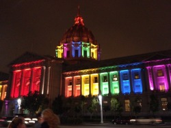 the-absolute-best-posts:  tobuscus-is-my-time-lord: City Hall in San Francisco, CA tonight in support of the Gay Rights Movement. 