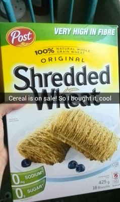 watchthelightfade:  brainstatic:  pansysky:  spookytox:  reaill:  grimfemme:  I just wanted to eat breakfast ;(  welp now we know the distinction between the two   Have….have people…not eaten shredded wheat before? The regular sized ones? You put