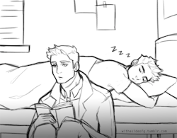 withasideofg:  Sometimes Steve stays with Tony while he naps in his dorm room c: On a side note…This GIF took WAYY too long to draw/make. 