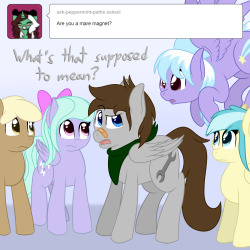 askfuselight:  ((Featuring the lovely mares Sandy, Misty, Flitter and Cloudchaser as Fuse’s friends. And also Copper Wings because why not. While you’re at it, why not go and check out her blog? You know you want to.))  XD