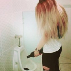 ipstanding:  #im #so #stupid #blonde #urinal #wine #beer #bottle #drunk #me #selfie #selfies #retard #tired #bored #hahaha #mens #bathroom #wasted #fourteen #followforfollow #follow by tristenlapiree http://bit.ly/15qJ1v2