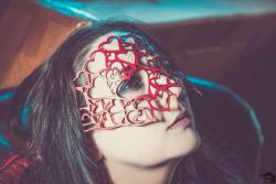 lucifera-fetishmodel:  Queen of empty hearts taken by Paride #Mask #Valentines #Hearts #Brunette #Portrait 