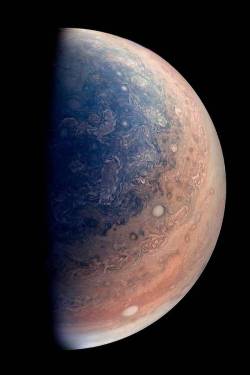 astronomyblog:    Approaching Jupiter    This enhanced color view of Jupiter’s south pole was created by citizen scientist Gabriel Fiset using data from the JunoCam instrument on NASA’s Juno spacecraft.  Oval storms dot the cloudscape. Approaching