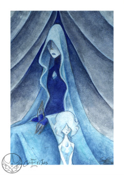 Back with traditional, shall we?(School is starting soon, so kinda ahve to)LOVED Blue Diamond and her Pearl &lt;3Watercolor, pencil, guache