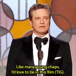stephenstrvnge:  Colin Firth presents The Imitation Game at Golden Globes Awards 2015.(x) 