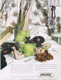 Pacific Sheets ad. illustrated by John Gannam 1949