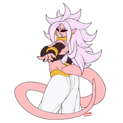 ambris-waifu-hoard: zephyrflash:  After hearing about Android 21, I went to immediately draw her out Unfortunately, I don’t feel like shading this, so this will remain like this. I’ll most likely redraw her a later date though, so this won’t be