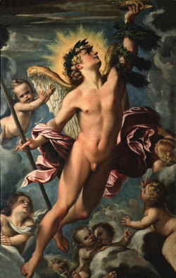 alcide-gay-painting-fan:   Annibale Carracci   The Genius Of Fame 