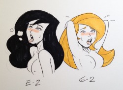 pinupsushi: Shego: E-2 / Kim: G-2  These two were beside each other - I couldn’t resist. 