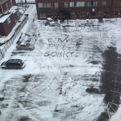 hard-work:Ephemeral apology to the snow parking lot with a gallon of hot water. 1/27/15 2:50 pm. (at 36 Edgewood)