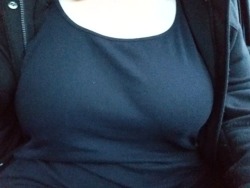 sanford550:  @kinkyguy123 this is the closest I got to your request so far. I took my bra off in the parking lot at work before I drove home. I did go out to eat and run errands without a bra on and men couldn’t stop staring at my tits. I’ll see if