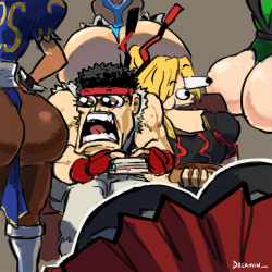 dreaminerryday:  ryu and ken being assaulted by thicc   @slbtumblng you and me lol
