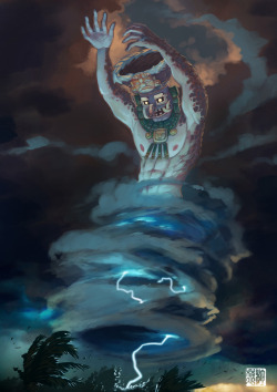 tohdraws:  Chaac - the Mayan rain god. One of the 12 gods/goddesses illustrated for Mezo the board game.  