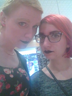 demigirlmaki:  I forgot to upload our date night pics culminating with us wandering around a 24hr rite aide at ass o'clock and me drunkenly putting on Donnie’s black lipstick as I try to sober up for our 2min drive home  