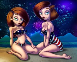 bigcomixgifs:  Kimberly Ann Possible &amp; Ann Possible   4th of July!!!