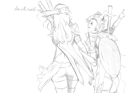 Tera couple sketch :)Actually, my human warrior, and my sister’s castanic lancer ~