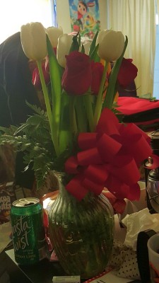 blacktumbln:  afatblackfairy:  My bf got me roses, sweets, panda gloves and a scarf for V-day. I got him a watch, Steven universe sweats and a star wars card and my sexy ass self.  I’m sore from what we did. My neck hurts from being choked, my ass hurts