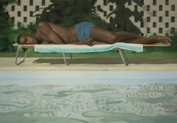 thunderstruck9: Jonathan Wateridge (British, born Zambia 1972), Swimmer, 2016. Oil on linen, 200 x 300 cm.
