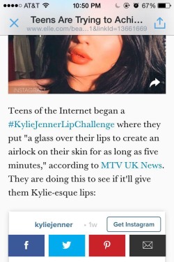 thissbrowngrl:  queenn-i-c:  christianjalonmusic:  They’re calling it “Kylie-esq lips” but… Oh ok. 😐✋  I swear if they ask a black girl with natural big lips if they did the challenge…….. Lawd  Bro, wtf. Please stop these white people.
