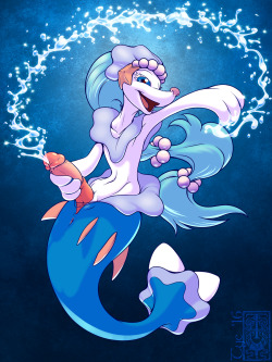 thehorsesays: I forgot to post this here My Primarina boy is named Luciano, and he likes showing off his mastery of fluid dynamics. “TA-DAAAAA!!” 