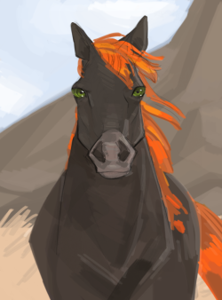 kerbabbles: .giant horse.  …   aaaAAAAA AA SO I CAUGHT THE GIANT HORSE TODAY AND I THOUGHT IT WAS SO SO COOL HOW THAT HORSE WAS GANONDORF’S IN ANOTHER LIFE and so I drew this up!!!! I was thinking of naming my horse something sinister and evil, but