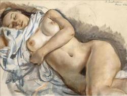 nude-body: Zinaida Serebriakova, Sleeping nude 1932
