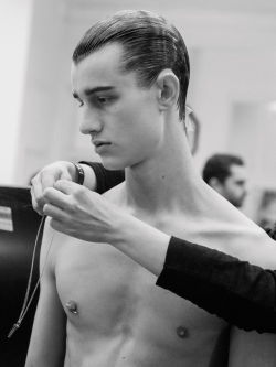 justdropithere:  Luke Glazsher by Ash Kingston - Backstage at J.W.Anderson FW15 