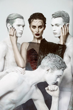 reversepygmalion:  Makeup by Kati Mertsch.   Medusa and her stone lovers/victims.