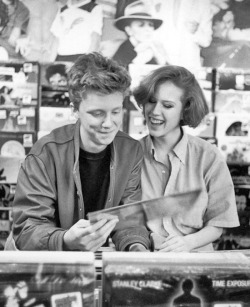 mariposima:  Anthony Michael Hall and Molly Ringwald record shopping during break in location shooting of ‘The Breakfast Club;, May 1, 1984.  