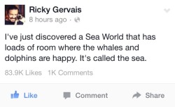 zara-loves-thin:  dlscoveries:  Ricky Gervais laying it straight  forever reblog.