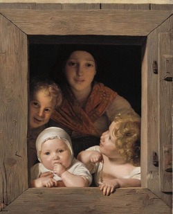 tierradentro:  “Young Peasant Woman with Three Children at the Window”, 1840, Ferdinand Georg Waldmüller. 