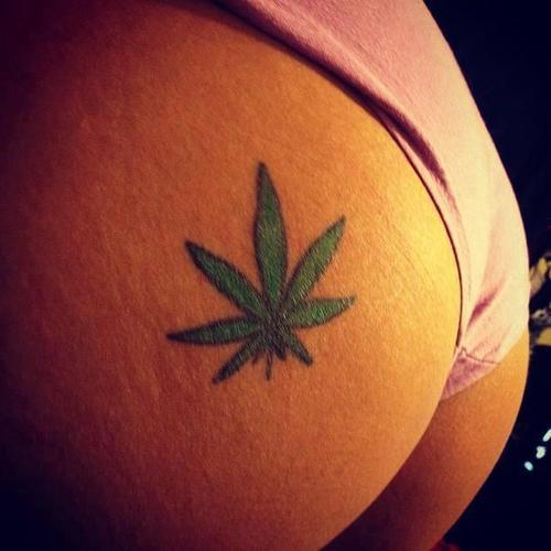 Weed tattoo on butt