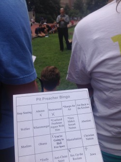 tigermisu:  There’s this guy that rants everyday about how everyone is sinners at our college and someone made a bingo game to go along with him today 