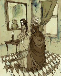fer1972:  The Women of Poe illustrated by Abigail Larson (Artist on tumblr) 1. Ligeia (Rowena) 2. Morella 3. Annabel Lee 4. Lenore