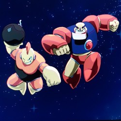 http://facebook.com/megaman  #CAPCOM announced the upcoming #MegaMan #LegacyCollection so it&rsquo;s safe to post aspects of the key art I drew for it. Here we have #GutsMan and #BombMan  Will post a few of the #RobotMasters in parts.  #chamba #theCHAMBA