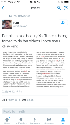 mangosandpaper:  thechamberofsecrets:  …….. This is so terrifying please look up Marina Joyce on youtube because this is disturbing and I really hope she’ll be okay because oh my god..  You can read the whole thing here : https://justpaste.it/wm1b
